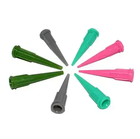 หัวเข็มพลาสติกจ่ายกาว หัวจ่ายของเหลวพลาสติก Tapered Plastic