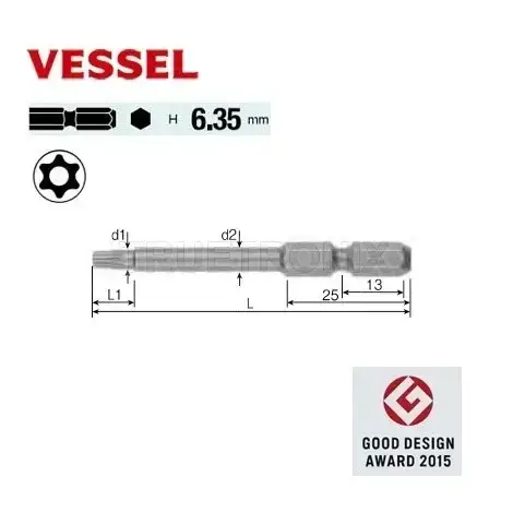 ดอกไขควงทอร์ค Vessel V TORX Bit Tamper-Proof
