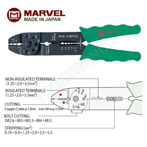 คีมย้ำหางปลา ตัด ปอกสายไฟ Marvel MEB-400 Multi-purposes Pliers