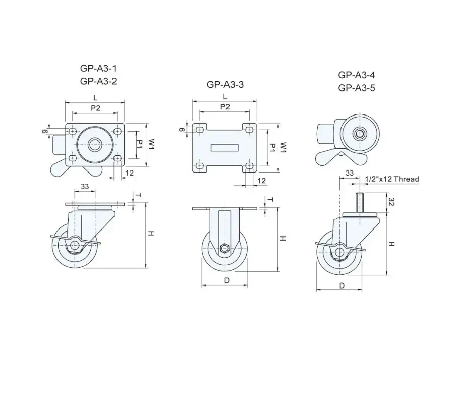 ลูกล้อพลาสติกเบา Light Duty Casters รุ่นน้ำหนัก 100kgf รุ่น/รหัส 001670 รูปที่ 3