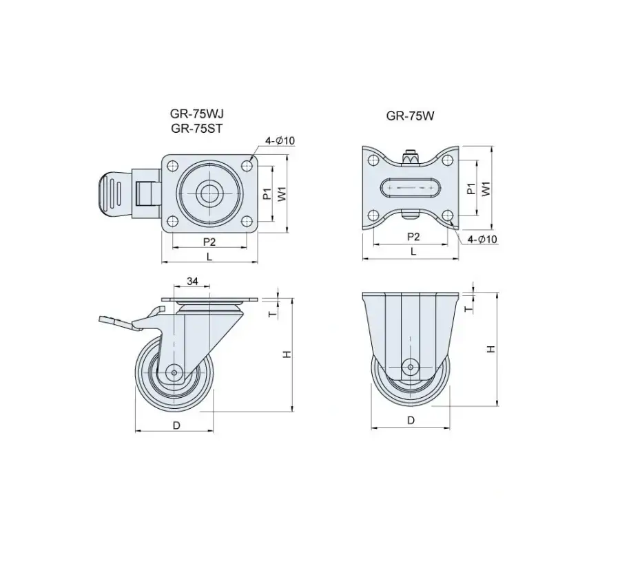 ลูกล้อยาง รุ่น 150kgf Medium Duty Casters Rubber Wheel รุ่น/รหัส 001668 รูปที่ 3