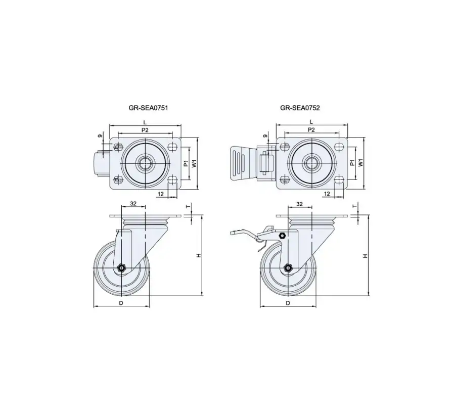 ลูกล้อยางรับน้ำหนัก 200kgf Wheel Rubber  Medium Duty Casters