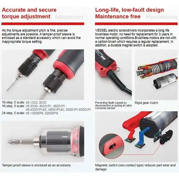 ไขควงไฟฟ้าปรับทอร์ค VESSEL VE-4000P Electric Torque Driver รุ่น/รหัส 001393 รูปที่ 2
