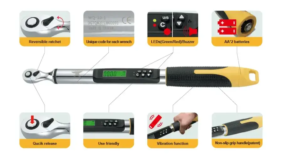 ประแจปอนด์ดิจิตอล 800Nm Digital Torque Wrench WQ-800-4 รุ่น/รหัส 002029 รูปที่ 2